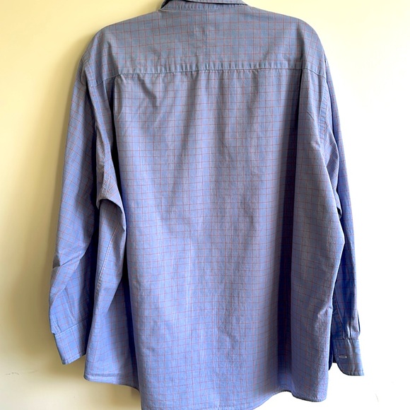 Men’s Club Room Cotton Long Sleeve Button Up Shirt  Blue Size 18 34/35” - Picture 7 of 8